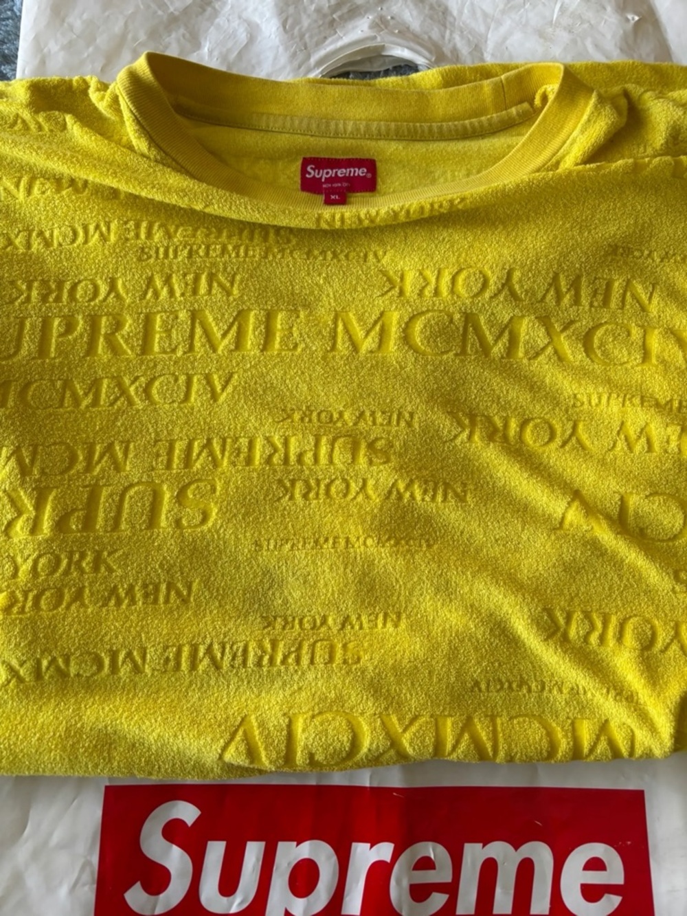 Supreme Yellow Terry Embossed Logo Tee